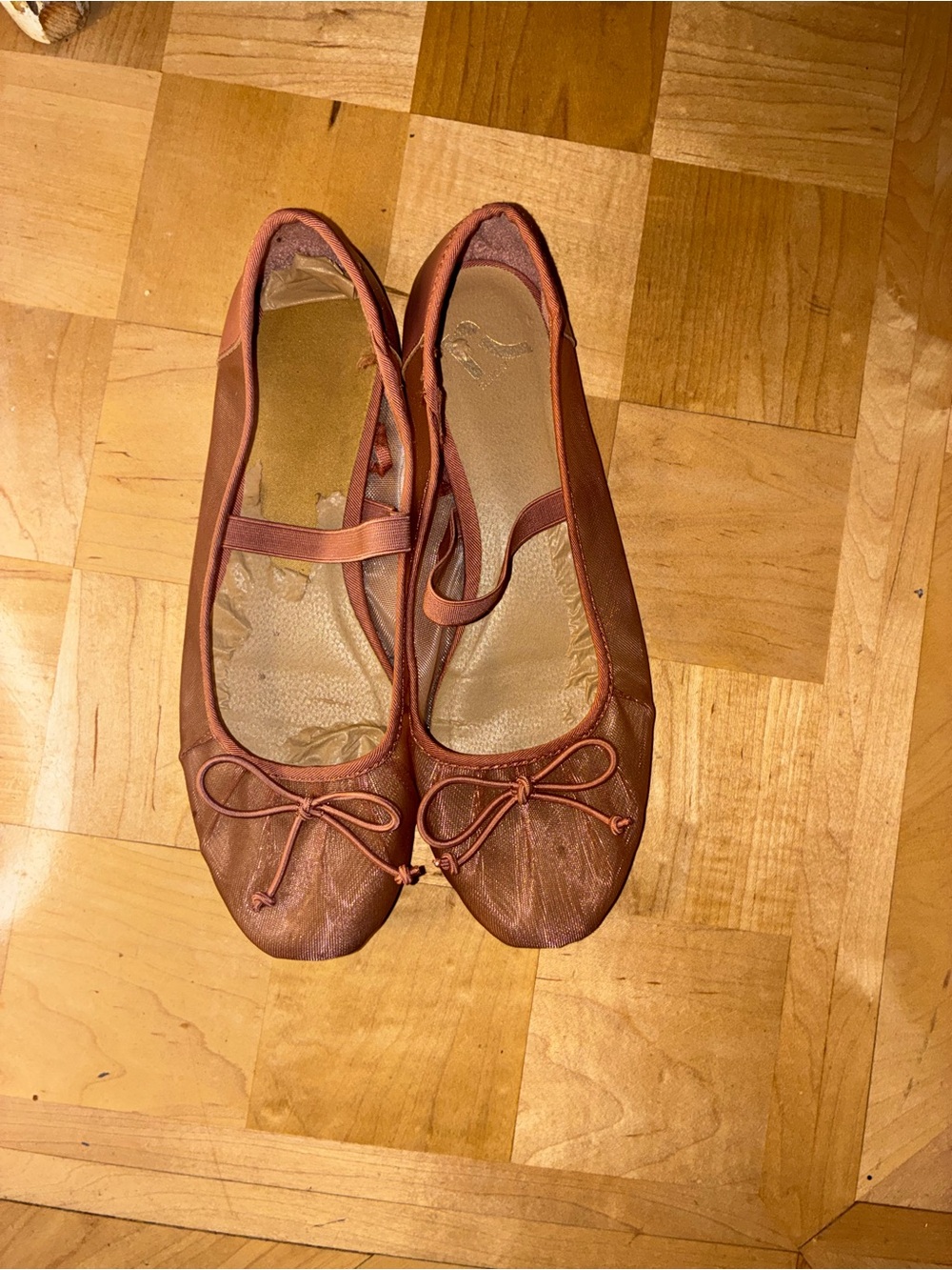 Women’s Ballet Flats in Rust Brown with Bow Detail